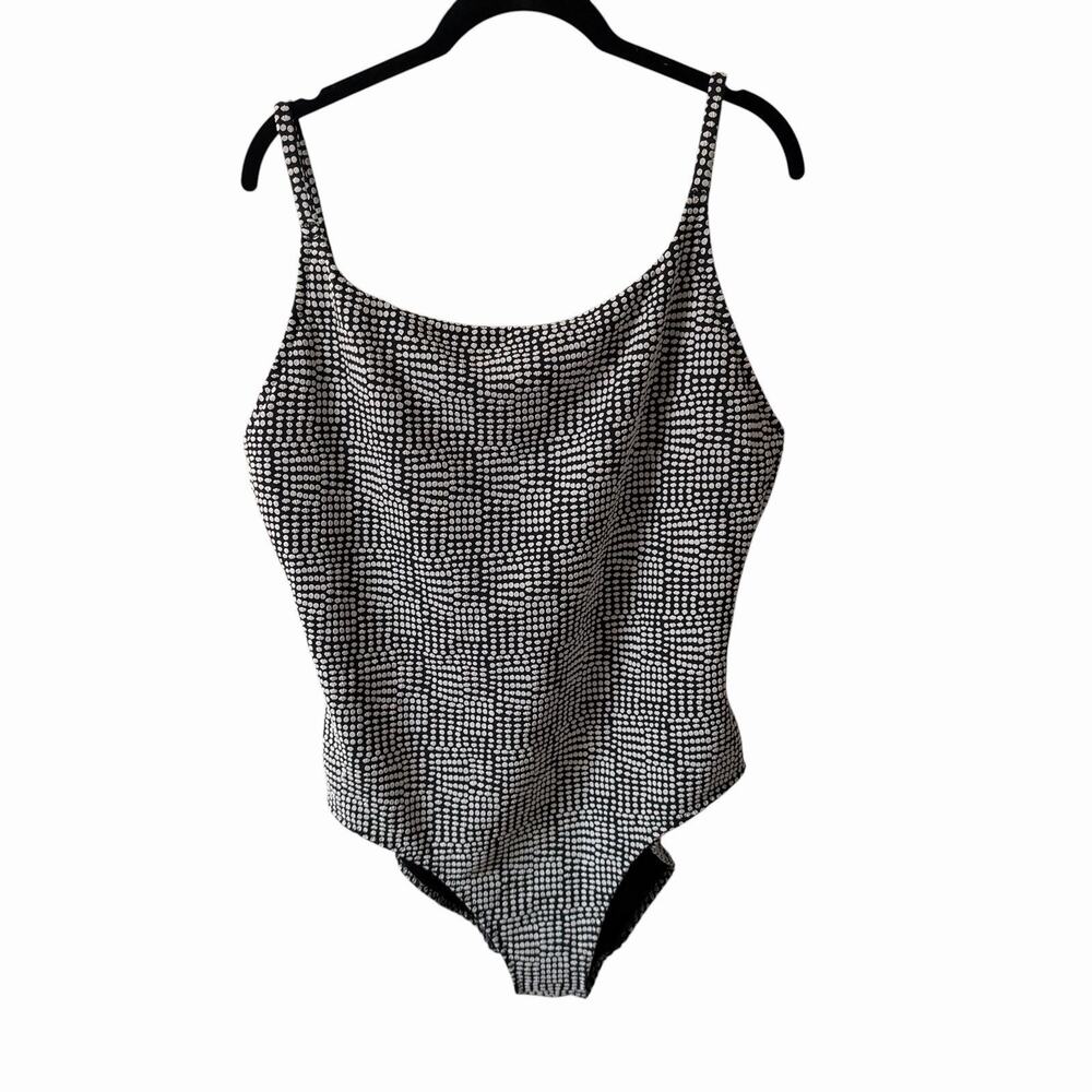 Aerie Womens 2XL Long Swimsuit Full Coverage One Piece Black White Print UPF50